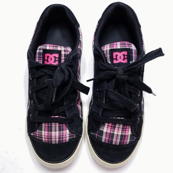 DC Shoes Chelsea Women's Skate Shoes Black / Pink Plaid Size 10 - Picture 6 of 8